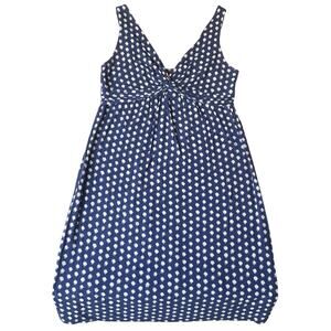 Merona Women Dress M Blue Polka Dot Empire Waist Sundress Twist Front Sleeveless